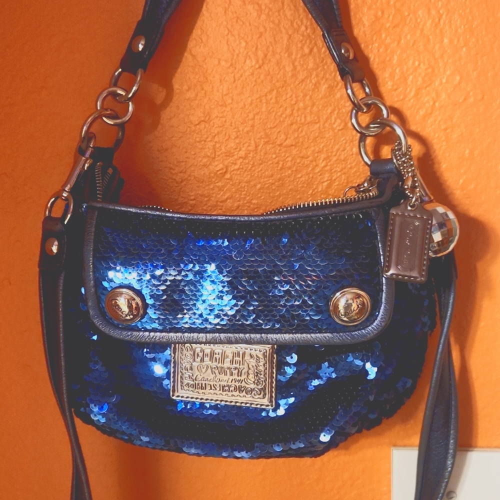 Coach Poppy Limited Edition Navy Sequin crossbody bag